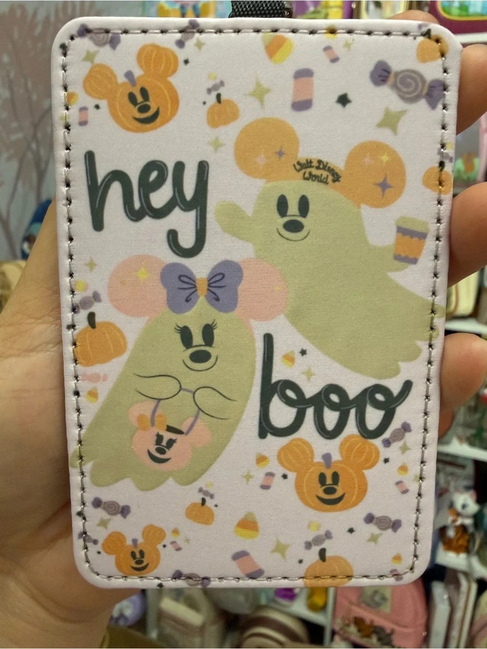 Mickey and Minnie pink ghost 2026 Hey Boo' Pink Card Holder